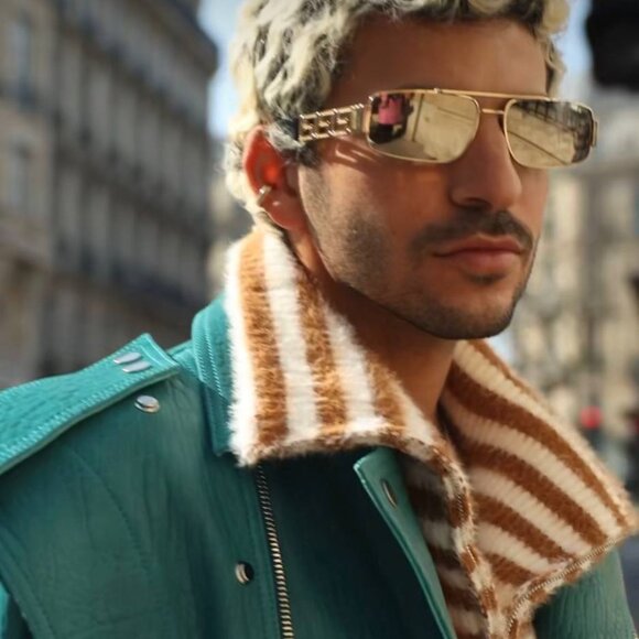 Versace VE2257 10025A Sunglasses Gold Rectangle Frame, Light Brown Mirror Lenses main image 6